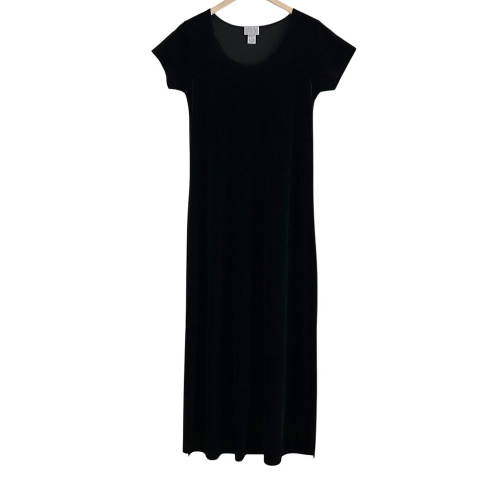 Cassini Vintage Velvet Black Short Sleeve Maxi Dress (M) - Picture 5 of 11